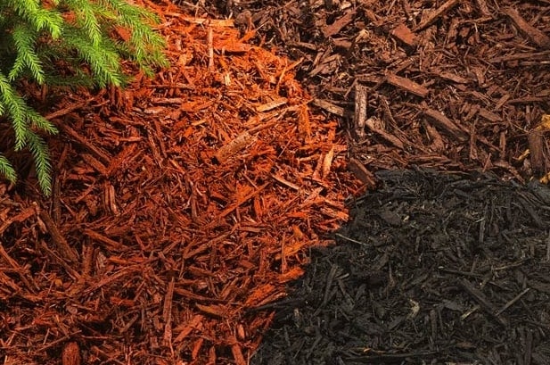 new installed mulch in various colors Milwaukee Lawn Service Mulch Instalation